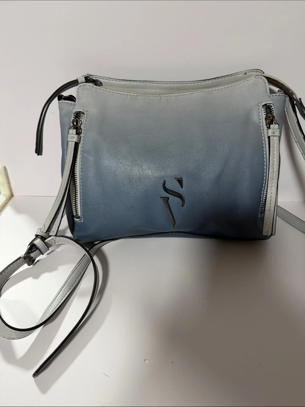 Vera Wang Ombre Blue to Light Gray Crossbody Bag